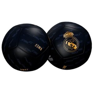 Real Madrid Fußballball Goldenes Wappen Schwarz Glänzend Größe 5 Offizielles Produkt