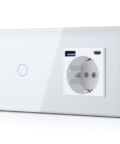 BSEED Lichtschalter mit Steckdose 20W USB C für Wohnzimmer und Büro | BSEED Touch Schalter 1F1W 240V 16A 157mm für mode