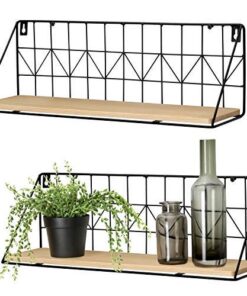 Rustikale 2Pcs Wandmontierte Schwebregale aus Metalldraht für Wohnkultur | Anzeigeregale 2Pcs rustic Metalldraht Gestel