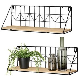 Rustikale 2Pcs Wandmontierte Schwebregale aus Metalldraht für Wohnkultur | Anzeigeregale 2Pcs rustic Metalldraht Gestel