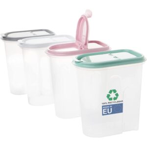 LIVINJA Vorratsdosen 4er Set Mix 5L, transparent mit Klappdeckeln, ideal für Müsli Müslispender, aus Kunststoff, recycle