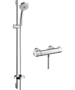 Hansgrohe Duschset Croma 100 Thermostatset | 3 Strahlarten | Chrom