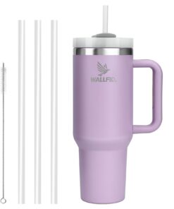 WALLFID 40oz Thermobecher aus Edelstahl Violett Für Heiß- und Kaltgetränke mit Vakuum-Isolation und 3 Strohhallen