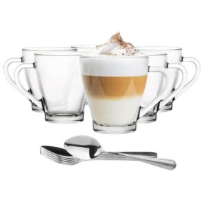 KROSNO Kaffeegläser Mit Henkel 6 Stück идеale Geschenke für Kaffeiliebe | Transparentes Glas KAFFEE-Tassen 200 ml KROSN