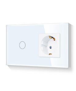 1 Normaler Touch Lichtschalter mit Kindersicherung Weiß 2Fach 300 W 2 Touch Lichtschalter mit Steckdose Weiß 2Fach 300 W