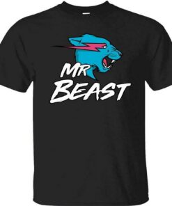 MR Beast Herren Cat T-Shirt Lightning Tee Top, Schwarz