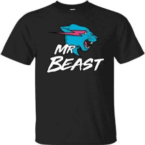MR Beast Herren Cat T-Shirt Lightning Tee Top, Schwarz