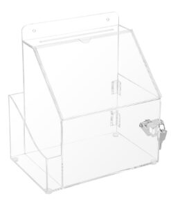 SUMTree Transparente Spendenbox aus Acryl mit Schloss und Schildhalter, ideal für Veranstaltungen und Werbeaktionen, rob