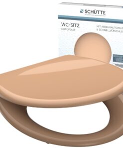 SCHÜTTE WC-Sitz Duroplast BEIGE mit Absenkautomatik und Schnellverschluss 150 kg Belastung für einfache Reinigung Beige