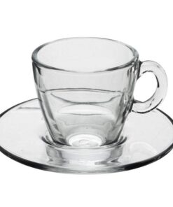 Pasabahce Aqua Service Kaffeetassen mit Teller, Glas, Transparent, 6 Stück Pasabahce Aqua Service Kaffeetassen mit Tel