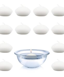 pajoma® XL Schwimmkerzen 12 Stück, Creme - unbeduftete Wasserkerzen | 80g Wachsgewicht, ca. 8 Std. Brenndauer | Poolkerz
