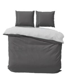 Ganzjahres Bettwäsche-Sets Baumwolle – Wendebettwäsche Doubleface Anthrazit/Silber 200x200cm-OEKO-TEX