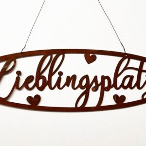 Steinfigurenwelt Edelrost Wandhänger Lieblingsplatz Spruchtafel Gartendeko