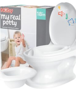 Nuby My Real Potty Baby-Töpfchen mit Spülgeräusch & Batterien – Töpfchen für Kinder ab 18 Monaten – Realistisches WC für
