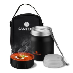 SANTECO Thermobehälter für Essen 12 Stunden Heiß & Kalt, Edelstahl Warmhaltebehälter 500 ml, Ideal für Arbeitsplatz und