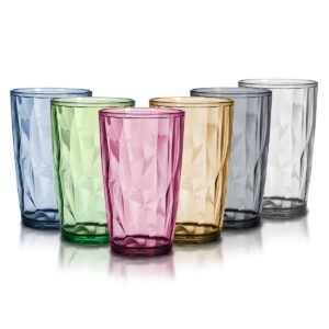 TIE-DailyNec 6PCS Wassergläser Set für Picknicks und Partys, Kristallglas-Optik, Unzerbrechliche Kunststoffgläser, Stape
