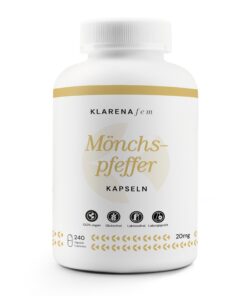 KLARENA hochdosierter Mönchspfeffer 20mg Kapseln - 240 Kapseln Vorrat - 5:1 Mönchspfeffer Extrakt - Laborgeprüft Vegan