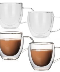 BAIFULAI 4er Doppelwandige Cappuccino und Latte Macchiato Gläser für Cappuccino, Latte, Tee und Milch - 250 ml Kaffeeglä