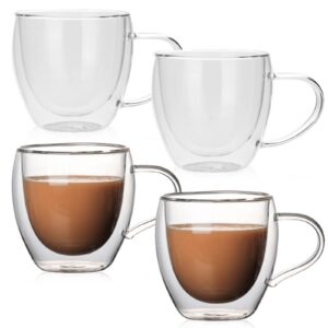 BAIFULAI 4er Doppelwandige Cappuccino und Latte Macchiato Gläser für Cappuccino, Latte, Tee und Milch - 250 ml Kaffeeglä
