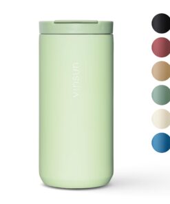 Vinsun Thermobecher Kaffee to go - Edelstahl, doppelwandig isoliert, auslaufsicher - Heiß & Kaltgetränke - grüner Kaffee