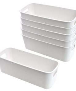 Klein Schmal PP Kunststoff Aufbewahrungsbox 30 cm Weiß für Küchen Schrank Badezimmer Regal