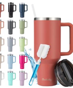 ThermoBecher mit Strohhalm und Henkel 40oz/1.2L, tragbar für Autofahrer und Outdoor-Nutzer,Vacuumpatronen Isolierbecher