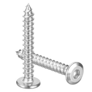 QUARKZMAN M6 x 45mm Edelstahl Selbstschneidende Flachrundkopf-Innensechskantschrauben für Holzmöbel (100 Pack)