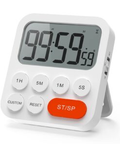 LIORQUE Digitaler Küchentimer Magnetisch mit 3-stufiger Lautstärke LCD für Kochen Sport Studieren Rot