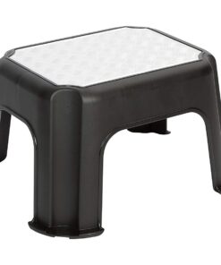 Rotho Paso Tritthocker 150 kg belastbar Riffelblech-Optik schwarz 43x36x24 cm BPA-frei PP