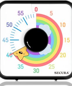 Secura 19,1 cm visueller Regenbogen-Timer, 60 Minuten Countdown für Kinder & Erwachsene, langlebiges mechanisches Zeitma