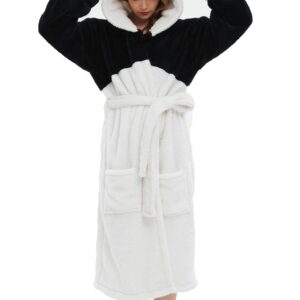 ATOZ Blaue Eule Tierpyjamas für Erwachsene mit Kapuzen und Flanell-Straußenbademantel