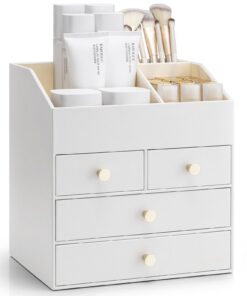 Vlando Make-up-Organizer, große Kapazität, für Lippenstift und Hautpflege in der Schlafzimmernische, Weiß Vlando Make-