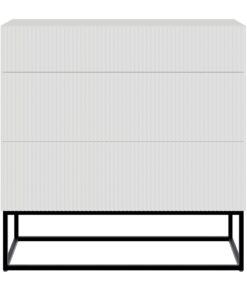 Selsey Kommode Schrank - Weiss für Schlafzimmer mit 3 Schubladen und schwarzen Beinen - 90 cm