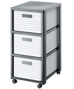 Rotho Country Rollcontainer mit 3 Schubladen für Büro und Casa, BPA-frei aus Kunststoff (PP),weiß, 3 x A4/18l (37.5 x 3|