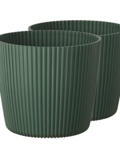 Tymar Blumentopf + Grüne Übertopf 2er-Pack Runde Form ø 13 cm