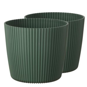 Tymar Blumentopf + Grüne Übertopf 2er-Pack Runde Form ø 13 cm