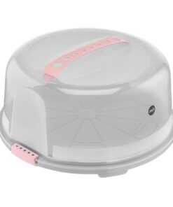 Emsa K3268434 Prep&Bake Kuchenaufbewahrungsbox Rund 34cm Rosa Transparent Tragegriff Schneidevorrichtung