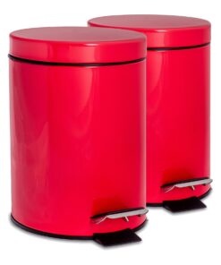 Harbour Housewares Edelstahl Treteimer 3 Liter Rot - Schlanker Step-Mülleimer mit Deckel für Küche & Bad