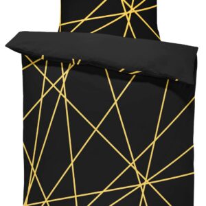 One-Home Bettwäsche Geometrisch anthrazit 4 teilig 135x200 cm Microfaser Garnitur Foto Druck Set