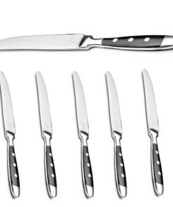 Kerafactum 6 Stück Tafelmesser Edelstahl Menümesser mit Sägeschliff | Tafel Menü Messer Messerset Fleischmesser Sägemess