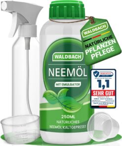Neemöl mit Emulgator 250 ml – natürliches Konzentrat inkl. Sprühflasche & Messbecher, ergibt 25 l sprühfertige Mischung