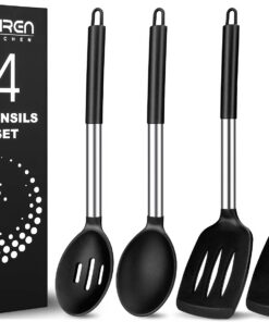 Silikon Pfannenwender und Kochlöffel Set, Spülmaschinenfest und Gesund für Küchennovize und -experten, Ideal für Teilzei