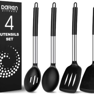 Silikon Pfannenwender und Kochlöffel Set, Spülmaschinenfest und Gesund für Küchennovize und -experten, Ideal für Teilzei