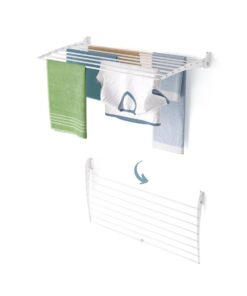 Foxydry Wandmontagesaggede Wäscheständer, vertikal zusammenklappbar, 102x50x50 cm (Weiß) | Foxydry Verschlaguckleiderha