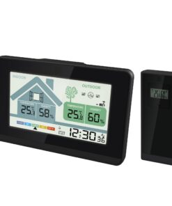 Miraval Funk-Wetterstation Thermometer innen/außen + Hygrometer + Schimmelwarner + Uhrzeit + Datum + Alarmfunktion 2 Al