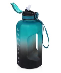 GLEKGLEK große Trinkflasche 2,2 Liter - Zeitmarkierung für Fitnessstudio und Bewegung - ideal für Arbeit, Camping (Grün