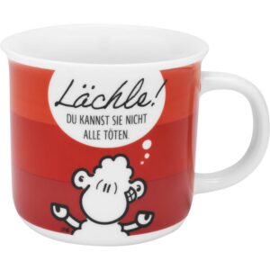 Sheepworld Lächle-Tasse | Porzellan, 38 cl, Geschenk für Geburtstag | lustiges Motiv, Lieblingstasse, Geschenkbox 48933