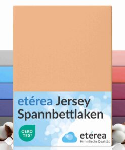 Etérea Jersey Spannbettlaken 100% Baumwolle - Bettlaken Made in Green OEKO-TEX - Beige - 180x200 cm Etérea Jersey Span