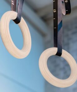 Honseadek Gymnastikringe - massives Birkenholz, rutschfest, schweißabsorbierend für Kinder und Erwachsene, mit Klimmzug-