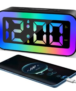 Digitale Kinderwecker RGB Licht 7 Farben Alarm Snooze USB Laden